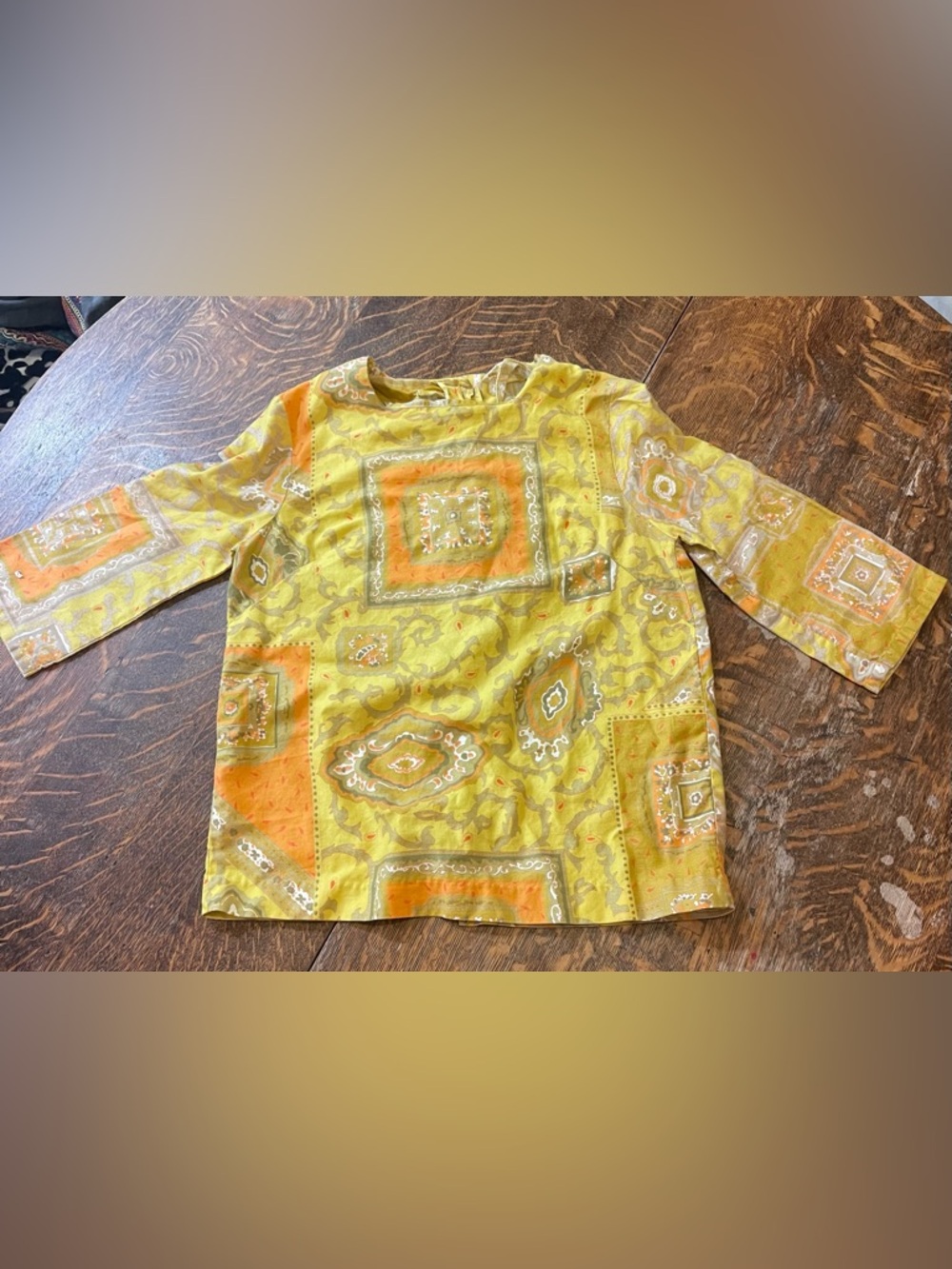 Vintage 1979’s Yellow & Orange Paisley Top Retro